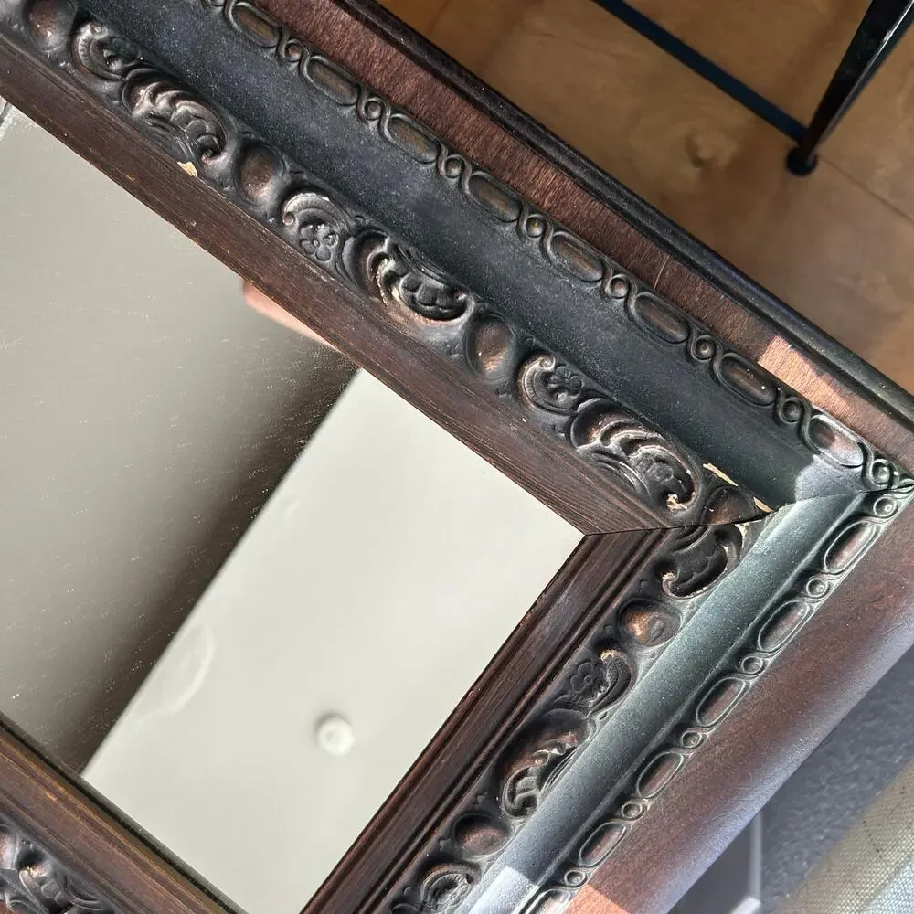 Vintage Turner wall accessories carved famed wood mirror MCM